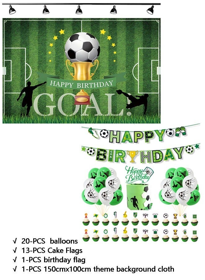 35-PCS Football Theme Birthday Party Balloon Flag Decoration Supplies  - Image 1