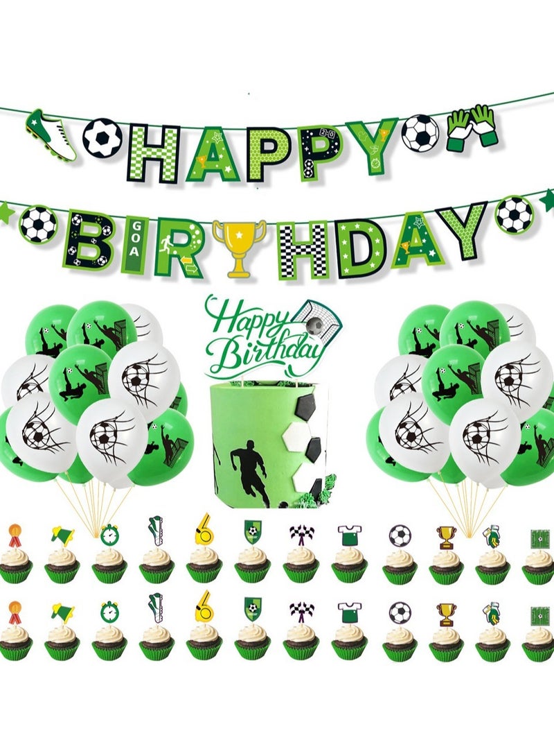 35-PCS Football Theme Birthday Party Balloon Flag Decoration Supplies  - Image 2