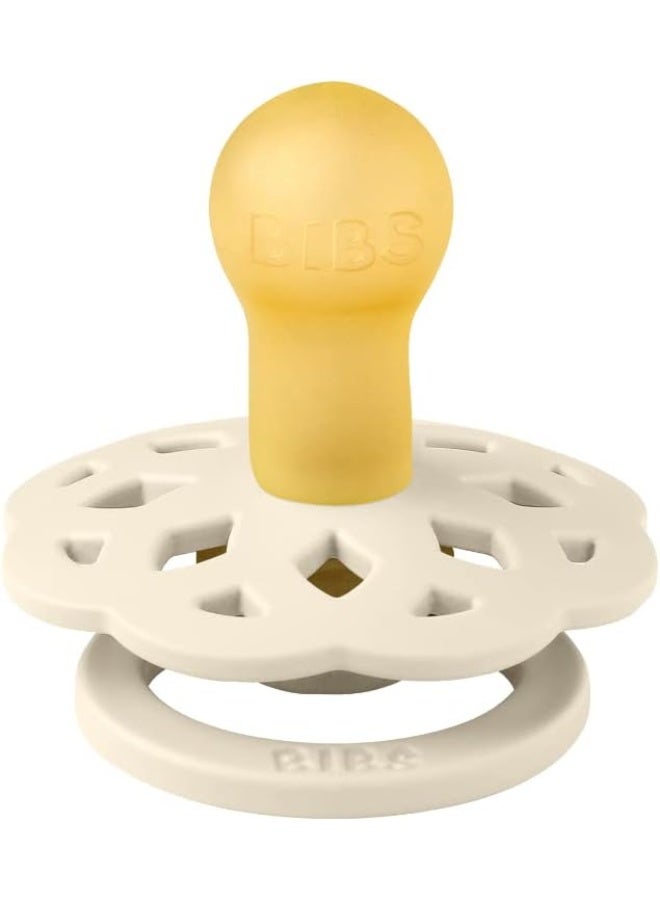 Bibs Boheme Natural Rubber Latex Round Pacifier Size 1-0-6M 2-Pack - Ivory/Blossom - Image 4