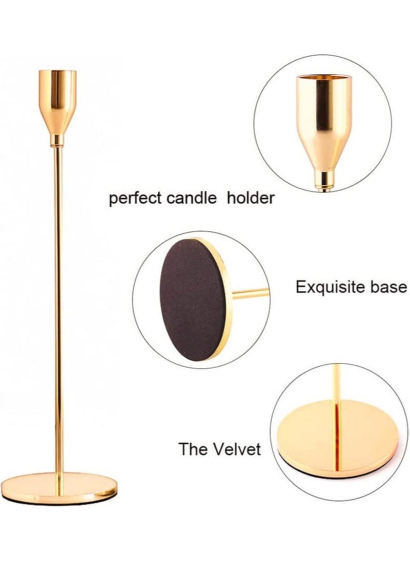 Captaintech Pow Pink Gold Candle Holders Set of 3 for Taper Candles, Decorative Candlestick Holder for Wedding, Dinning, Party, Fits 3/4 inch Thick Candle&Led Candles (Metal Candle Stand)  - Image 3