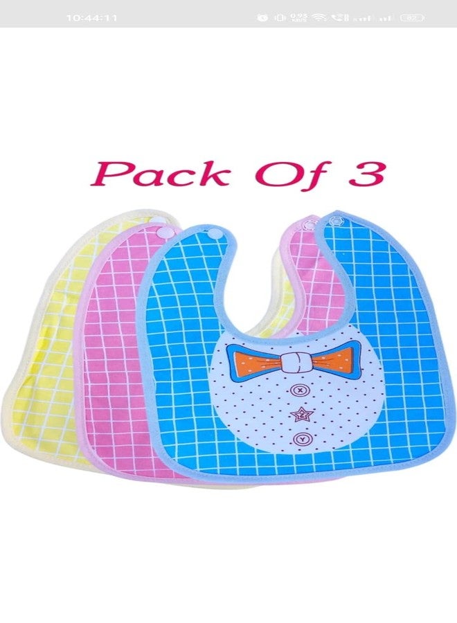 NAVYZONE Navy Zone Baby Bibs For Feeding & Weaning Babies | 0-2 Year Babies| (Button Bibs - Pack of 3) - Image 2