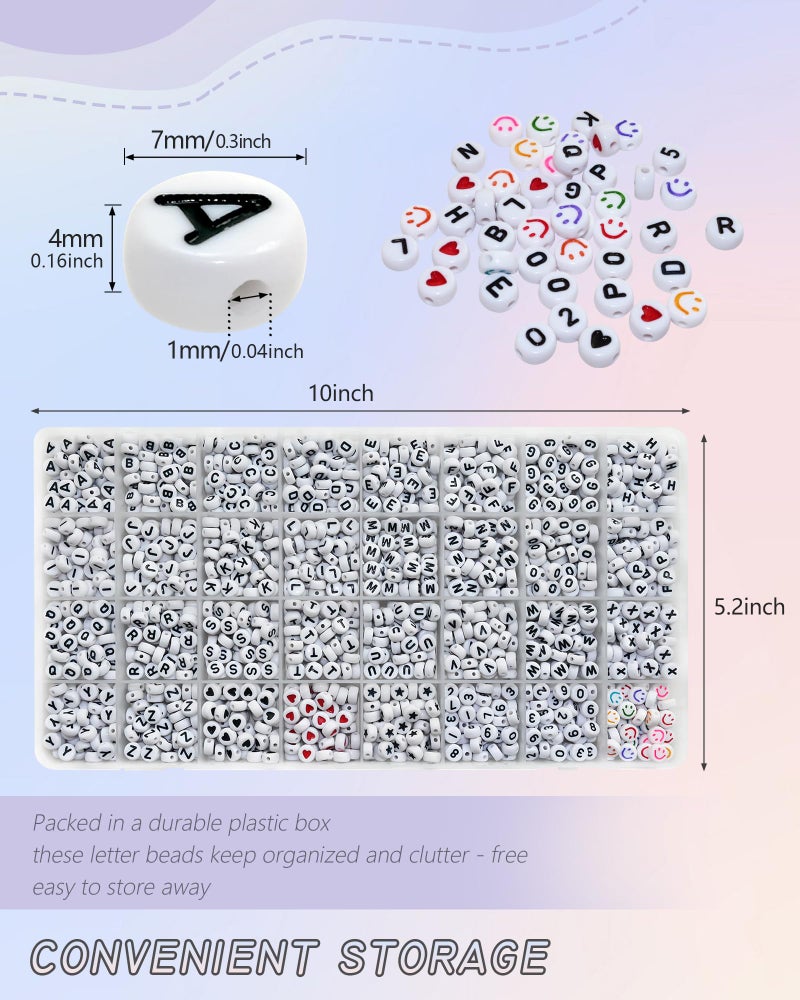 Looconi Amaney 1600pcs Acrylic Letter Beads - 4x7mm White, A-Z 31 Styles for Jewelry Making Bracelets, Necklaces, Key Chains - Image 3