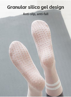 Fazza 3 Pairs Non Slip Socks, Women Fashion All Season Socks, Sports Casual Simple Striped Colors, for Pilates Yoga, Barre Ballet Dance, Fitness, Football, Mid-Tube Socks Free Size  - Image 2