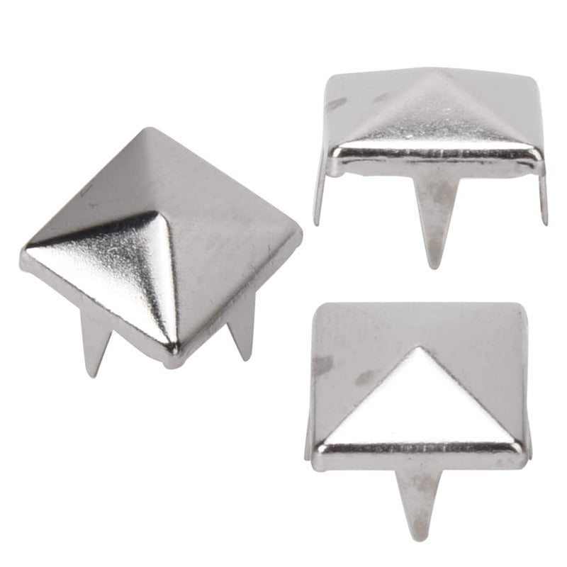 JAZZEEL Square Copper & Brass Craft Rivets, DIY Stud Accessories for Clothes, Fabric Bags, and Shoes, for a Modern and Stylish Embellishment - Silver Finish - 100-Piece - Image 4