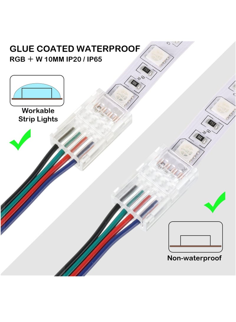 LED Strip Connector, Waterproof Solderless Crystal Buckle Adapter for 10mm 4-Pin LED Flexible Light Strips, Seamless Track Lighting Connector for 5V, 12V, 24V Applications. - Image 3