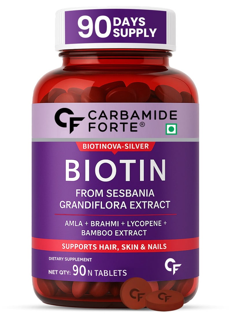 Carbamide Forte Biotin 10000mcg with Keratin and Bamboo Extract Tablets for Hair Growth for Women and Men - 90 Veg Tablets - Image 1