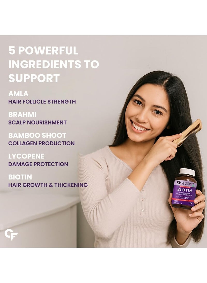 Carbamide Forte Biotin 10000mcg with Keratin and Bamboo Extract Tablets for Hair Growth for Women and Men - 90 Veg Tablets - Image 3