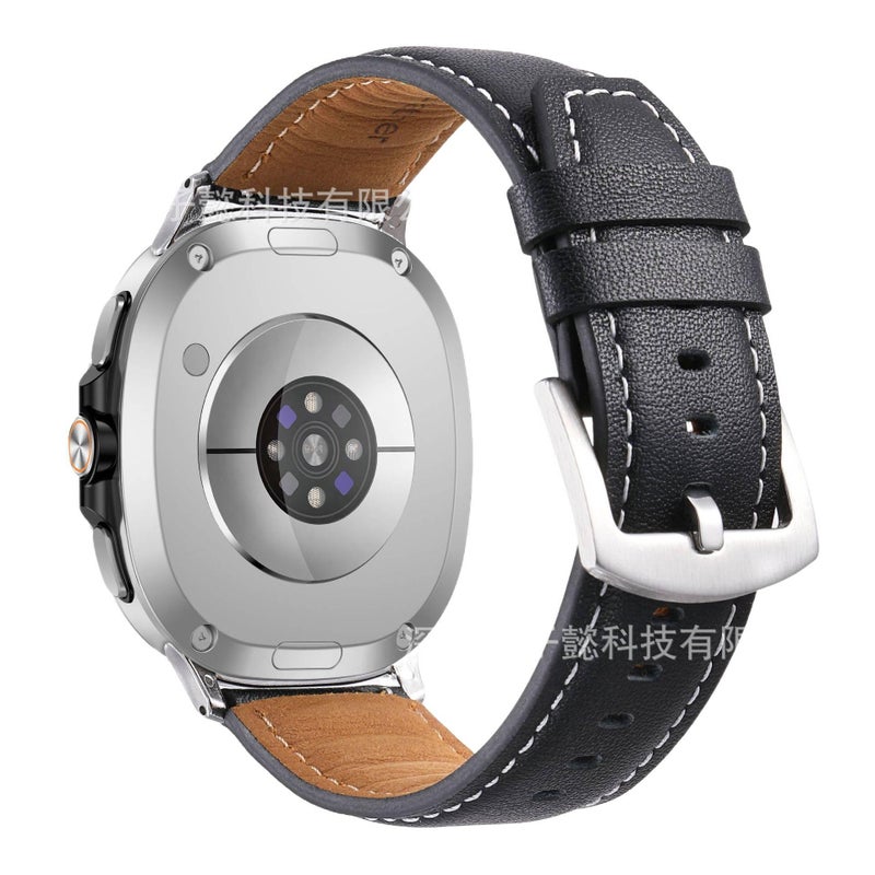 سوار ساعة ذكية سوار جلدي كلاسيكي متوافق باللون أزرق قابل للتعديل مع Samsung Galaxy Watch 8 Classic بملاءمة قابلة للتعديل وحزام بديل - Image 2