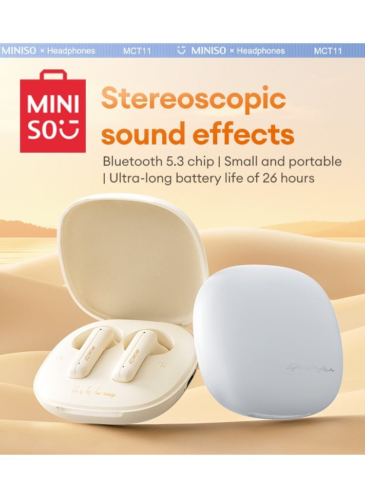 Miniso - MINISO MCT11 Wireless Bluetooth Headset - Beige - Image 1