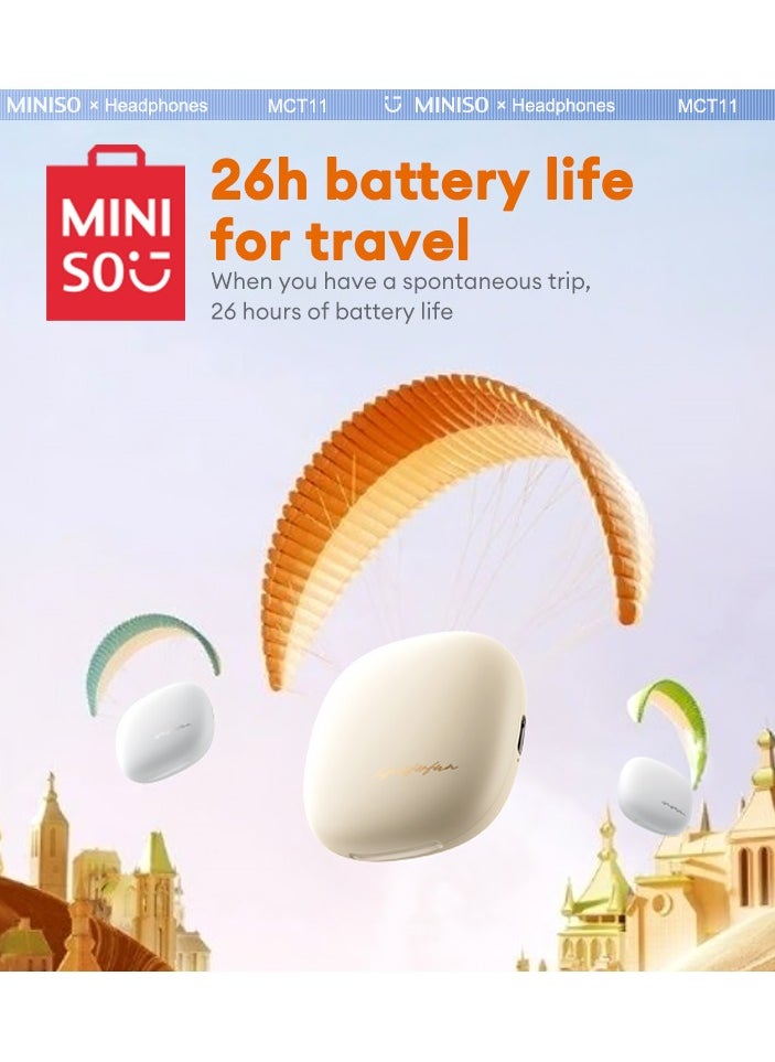 Miniso - MINISO MCT11 Wireless Bluetooth Headset - Beige - Image 1