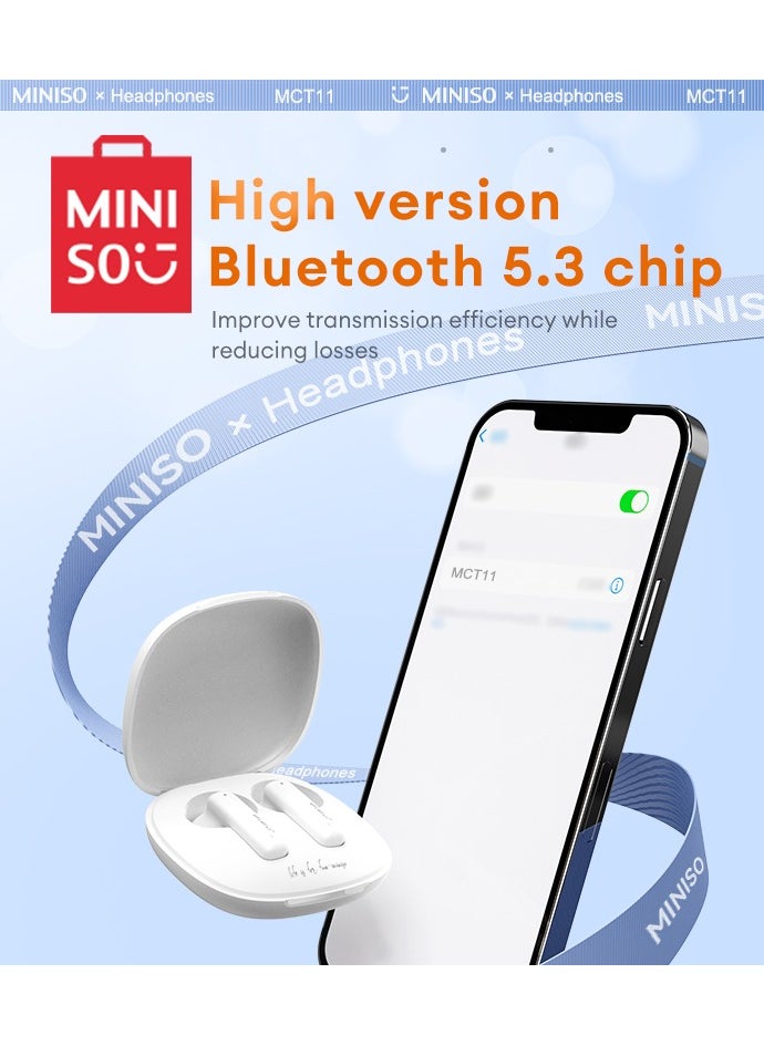 Miniso - MINISO MCT11 Wireless Bluetooth Headset - Beige - Image 1