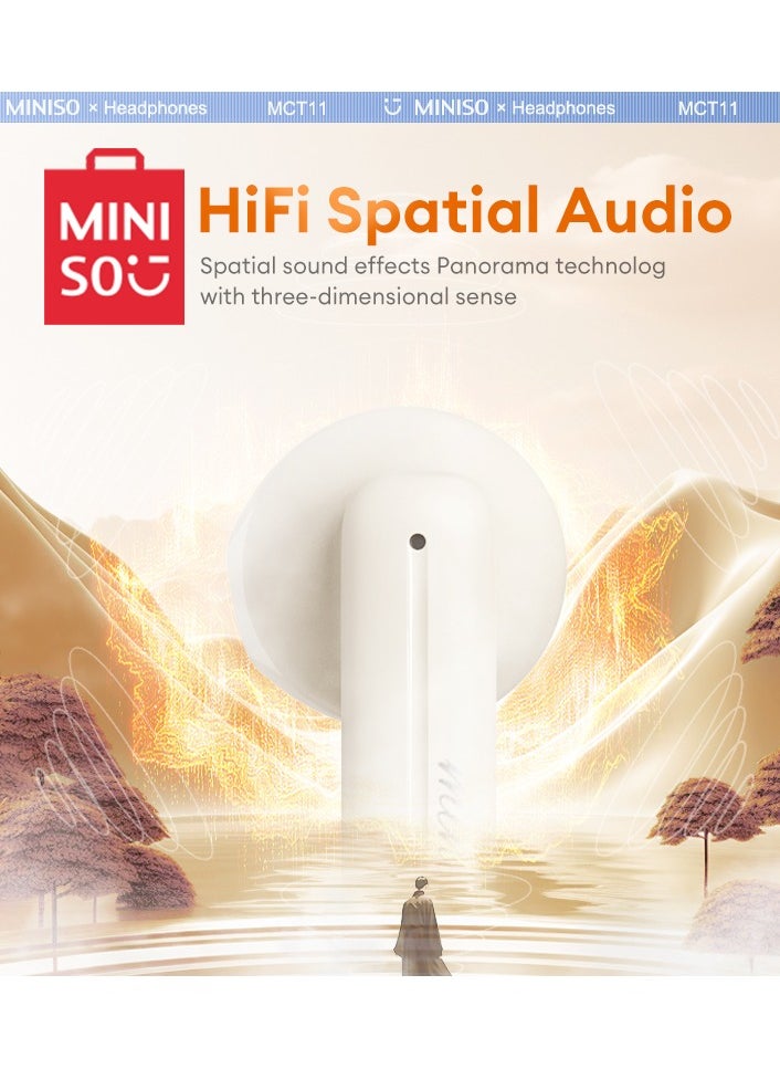 Miniso - MINISO MCT11 Wireless Bluetooth Headset - Beige - Image 1