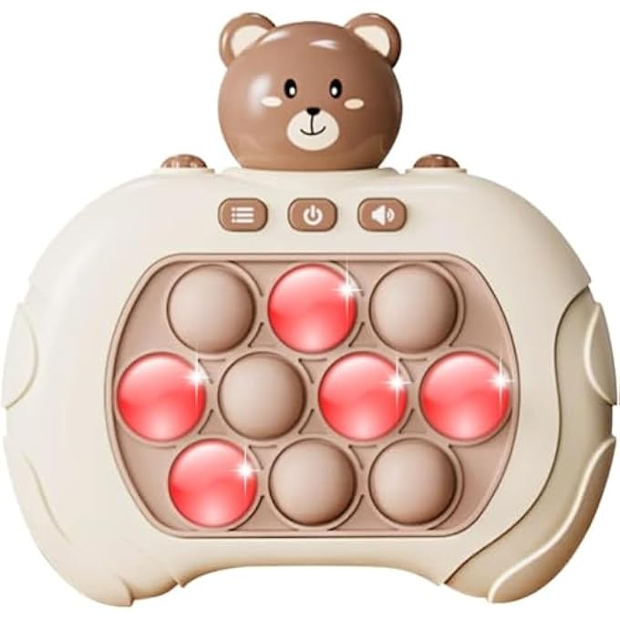ELECTRONIC PUSH POP GAME | LIGHT UP BEAR FIDGET TOY FOR KIDS | LED MEMORY BUBBLE GAME WITH SOUND | SENSORY REACTION GAME TOY | HANDHELD AUTISM LEARNING TOY | PORTABLE GIFT FOR BOYS & GIRLS - Image 1
