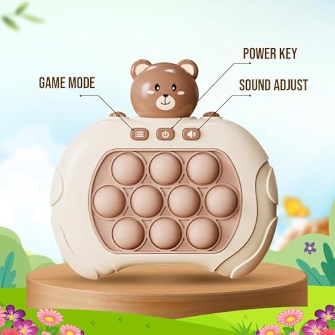 ELECTRONIC PUSH POP GAME | LIGHT UP BEAR FIDGET TOY FOR KIDS | LED MEMORY BUBBLE GAME WITH SOUND | SENSORY REACTION GAME TOY | HANDHELD AUTISM LEARNING TOY | PORTABLE GIFT FOR BOYS & GIRLS - Image 4