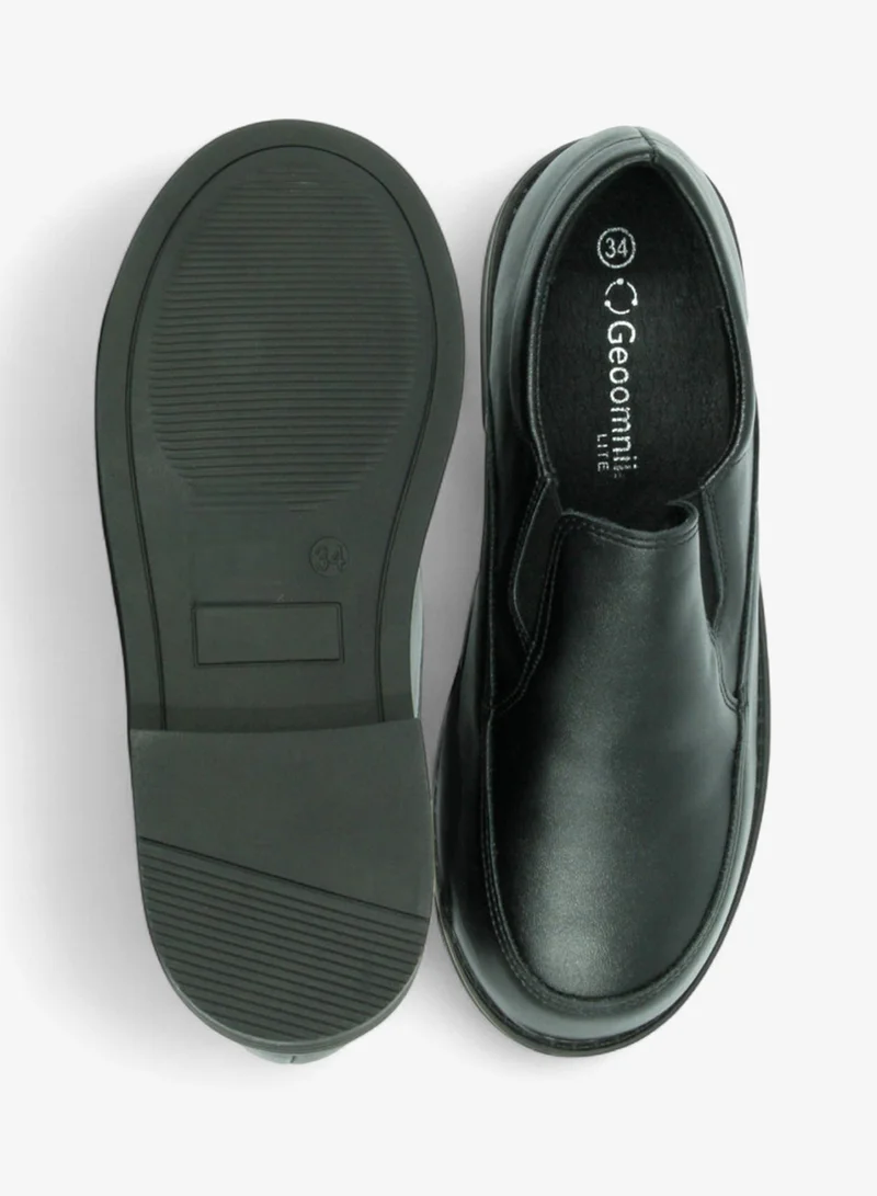 Geoomnii Black Boys School Shoes – Durable Black Formal Uniform Footwear for Kids | Anti-Slip Sole, Cushioned Insole, Easy Closure | Ideal for Daily Use & School Activities for Men | Best Price UAE
