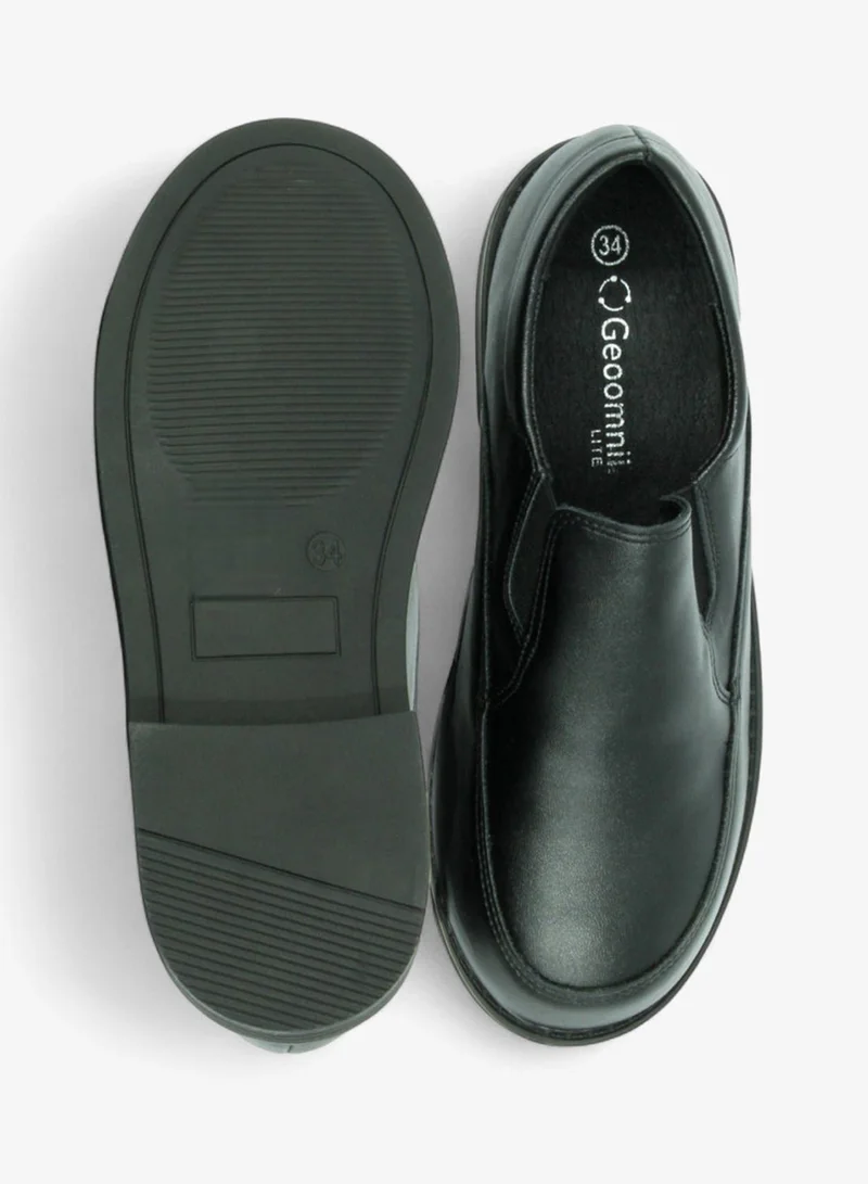 Geoomnii Black Boys School Shoes – Durable Black Formal Uniform Footwear for Kids | Anti-Slip Sole, Cushioned Insole, Easy Closure | Ideal for Daily Use & School Activities for Men | Best Price UAE