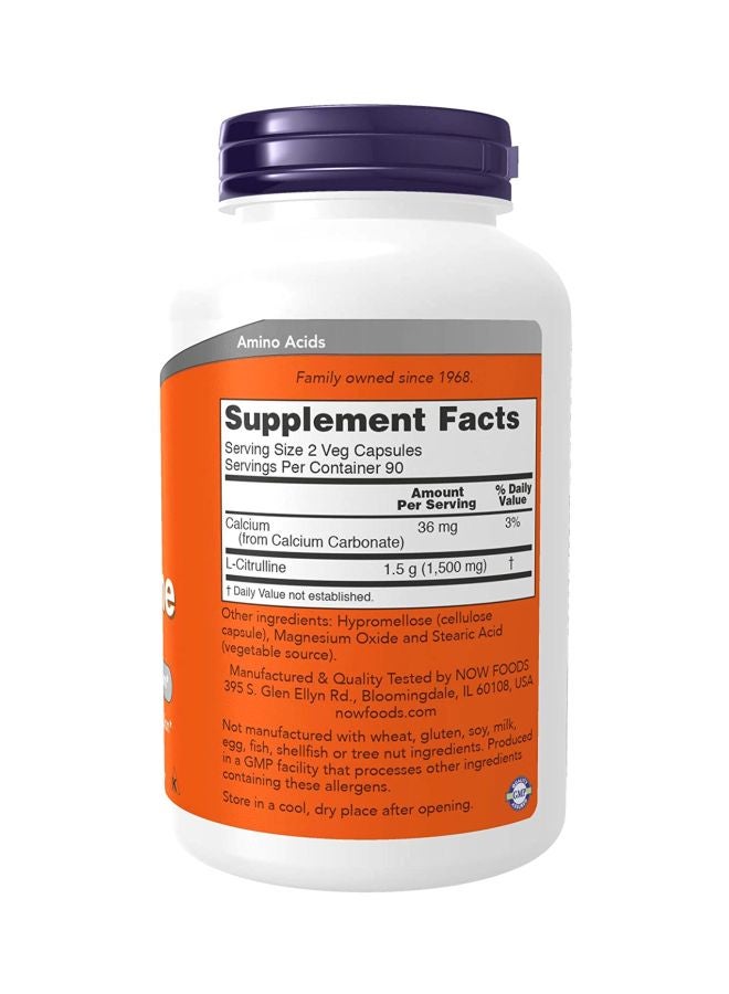 Now Foods L-Citrulline Dietary Supplement - 180 Veg Capsules - Image 2