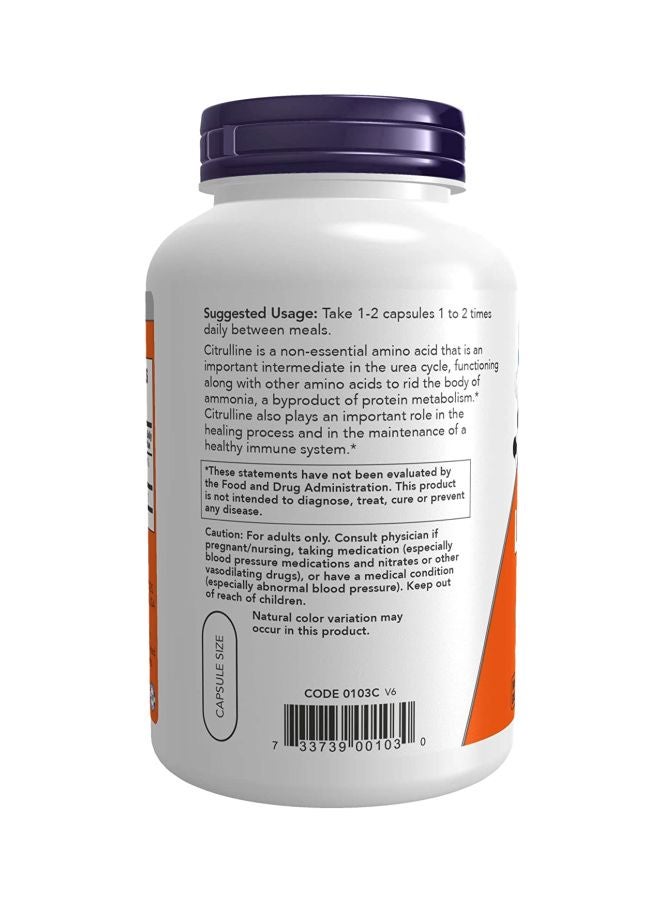 Now Foods L-Citrulline Dietary Supplement - 180 Veg Capsules - Image 3