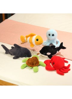 Marine Animal Plush Toy Doll Turtle Octopus Shark Clown Fish Doll Catch Machine Doll-Specifications:21-35cm-Color:Red Crab