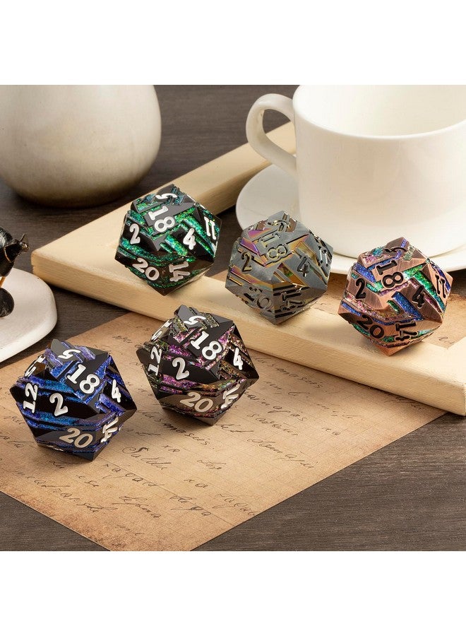 DNDND Large D20 Metal DND Dice DNDND 33mm Metal Dice with Gorgeous Gift Box for Dungeons and Dragons (Blue Stripe) - Image 4