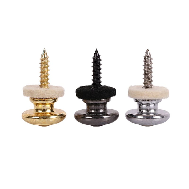 HOT SEAL 2PCS Wool Copper Guitar Strap Lock Locking Pegs Pins Mushroom Shape End Button For Acoustic Classical Electric Bass Guitar Ukulele (2 Black) - Image 1