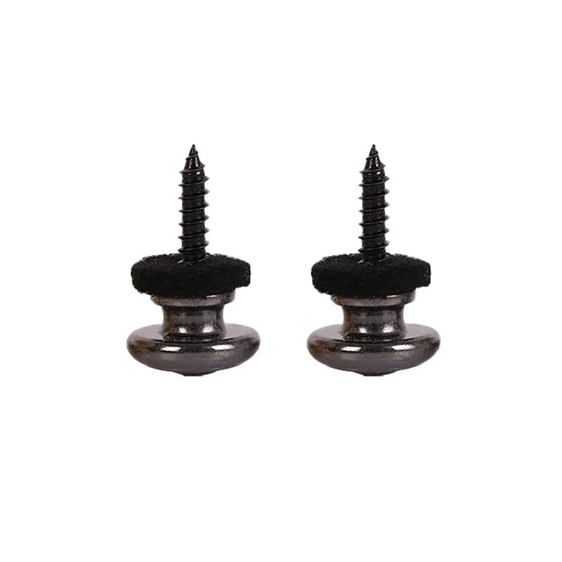 HOT SEAL 2PCS Wool Copper Guitar Strap Lock Locking Pegs Pins Mushroom Shape End Button For Acoustic Classical Electric Bass Guitar Ukulele (2 Black) - Image 2