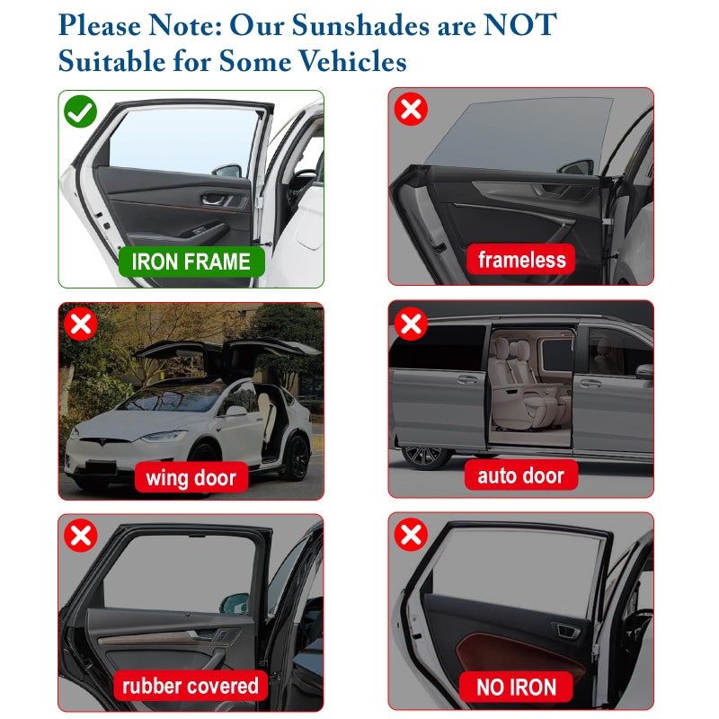 DIZA100 Car Window Shades, [2025 Updated] 2 Pack Car Sun Shade for Baby, Double Layer & Fully Open, Magnetic Back Window Curtain, Sun Shade Covers Privacy Screen - Image 5