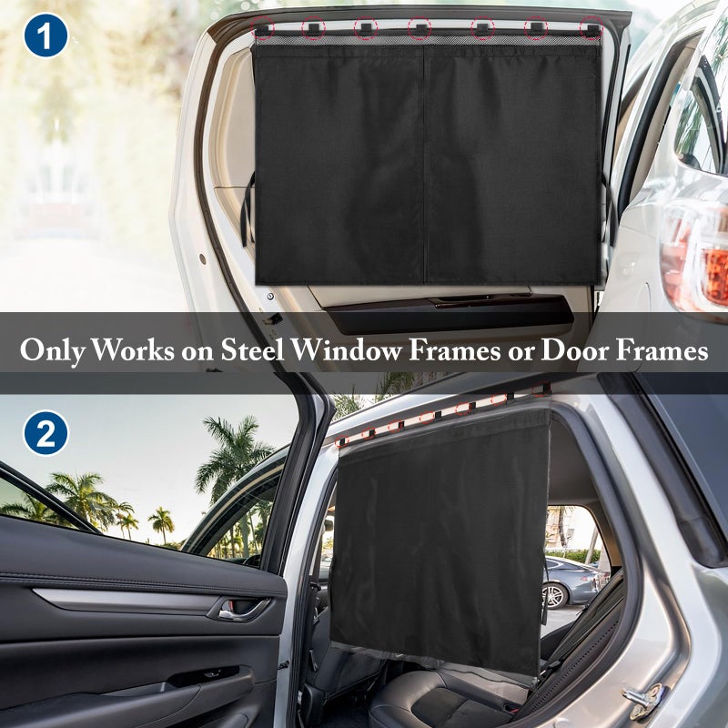 DIZA100 Car Window Shades, [2025 Updated] 2 Pack Car Sun Shade for Baby, Double Layer & Fully Open, Magnetic Back Window Curtain, Sun Shade Covers Privacy Screen - Image 4