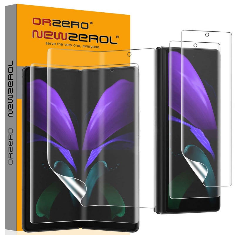 Orzero (2 Sets) Compatible for Samsung Galaxy Z Fold 2 5G, 2 Pack TPU Front Screen Protector and 2 Pack Inner Screen Protector High Definition Bubble-Free (Not for Z Fold 3 2021) - Image 1