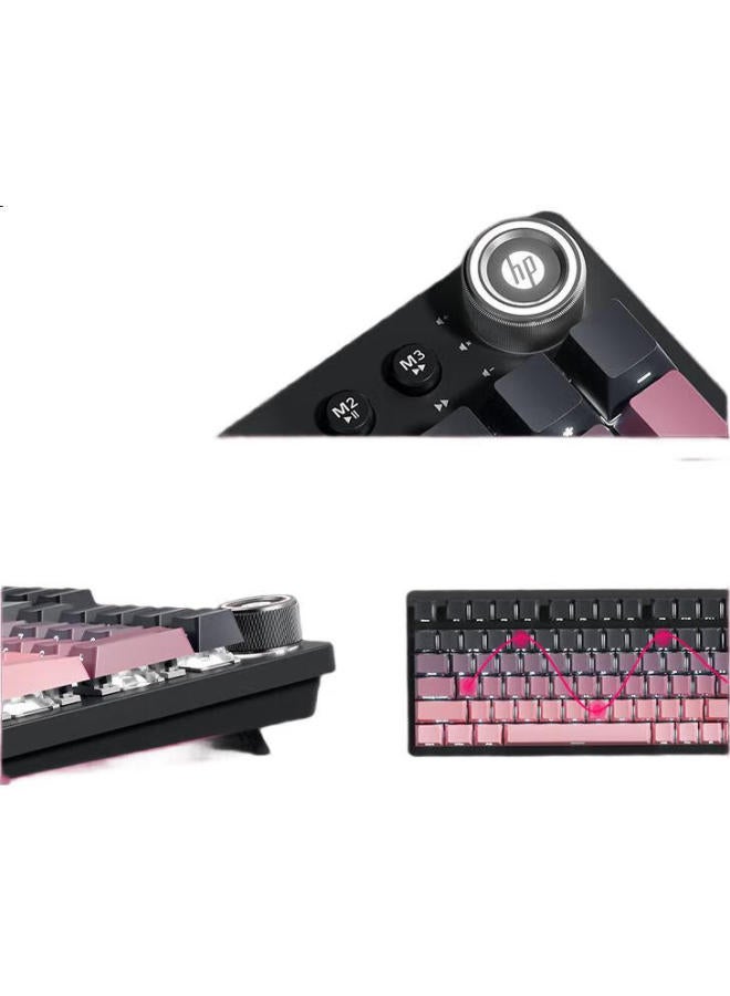 HP Hp Gk100s Wired Mechanical Keyboard With Gradient Side-engraved Translucent Keycaps 99-key Full Key Hot Swap With K Gaming Office Universal Keyboard Blackberry Pink White Light Blue Switch - Image 2