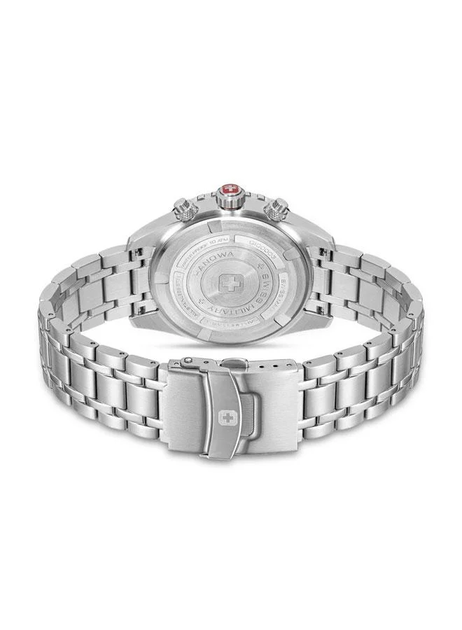 SWISS MILITARY HANOWA Afterburn Chrono 44mm Men's Watch with Black-Grey Dial & Stainless Steel Bracelet