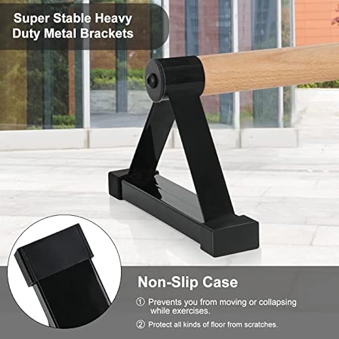 rayihni أشرطة دفع الخشب باراليتس، أشرطة مقاومة للانزلاق لتمارين الكاليستينيكس، اللياقة البدنية، تمارين الأرض، خشب صلب مع حوامل معدنية قوية، تدعم 500 رطل - Image 4