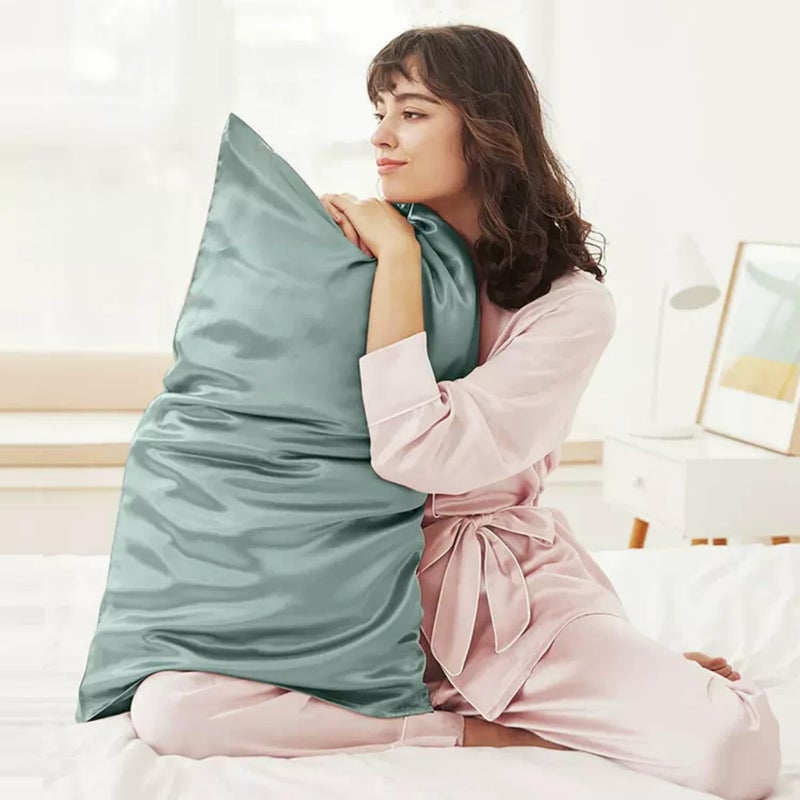 ROSEWARD Pure Silk Pillowcase for Hair and Face Made in USA  6A Grade 22 Momme Silk Pillow Cases Queen with Hidden Zipper  Anti Aging  Anti Acne  1 Pack 20""x30"" (Queen  Mineral Blue) - Image 2