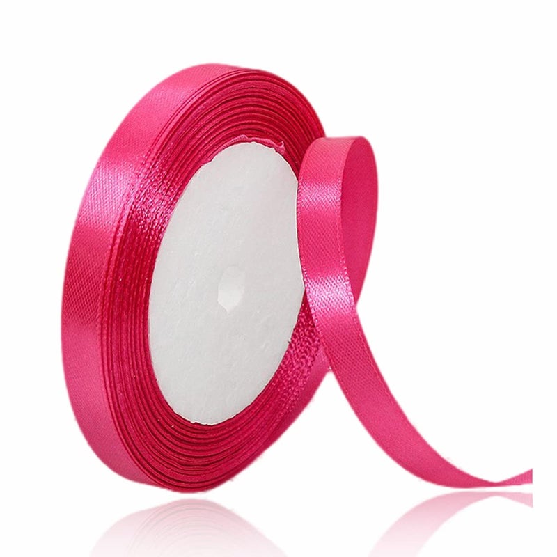 Hot Pink Ribbon 38 Inch x 25 Yards Solid Color Rose Red Fabric Satin Ribbon for Gift Wrapping DIY Crafts Bridal Bouquets Wreaths Bows Sewing Projects Baby Shower and Wedding Party Decoration