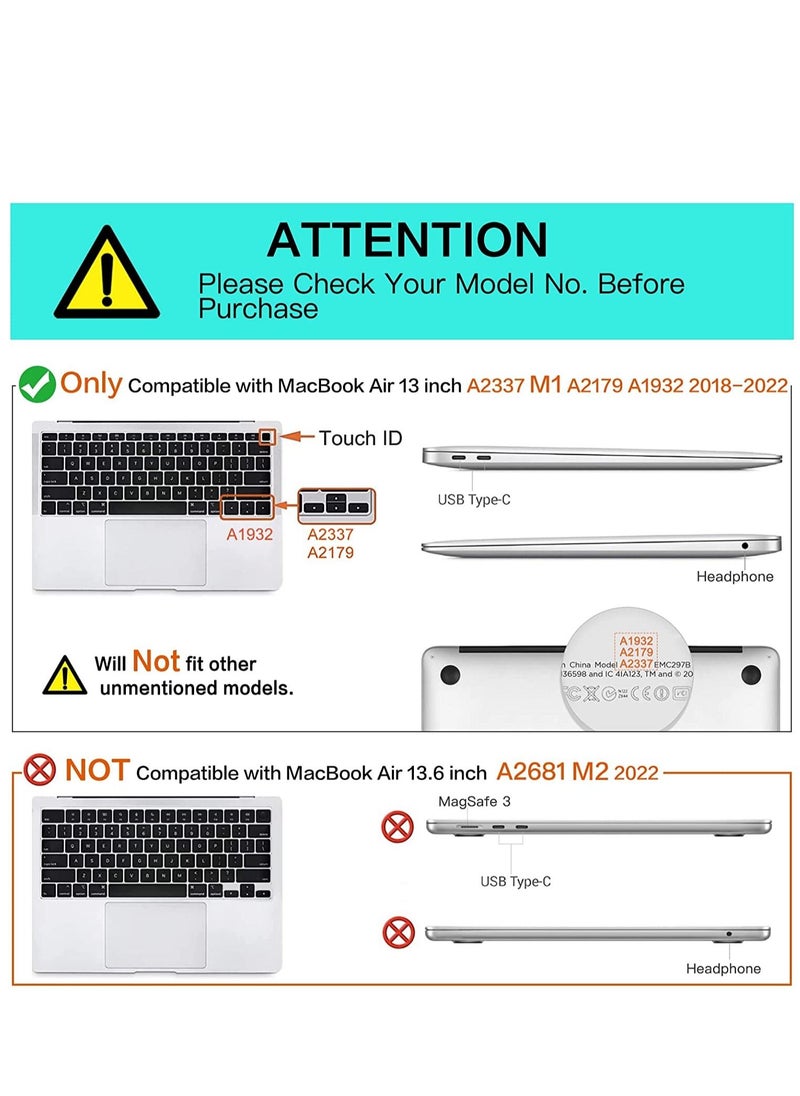 Ntech NTECH Compatible with MacBook Air 13 inch Case 2022 2021 2020 2019 2018 Release A2337 M1 A2179 A1932 Retina Display with Touch ID Plastic Hard Shell Case & Keyboard Cover Skin Crystal Clear  - Image 5