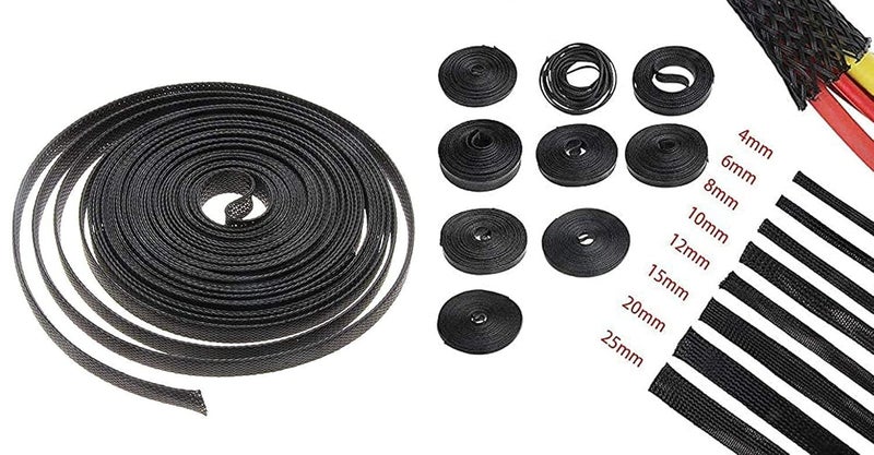 DIY Crafts CTDIYHI36095 510M Black Insulated Braid Sleeving 24681012152025mm Tight PET Wire Cable Protection Expandable Cable Sleeve Wire Gland - Image 4