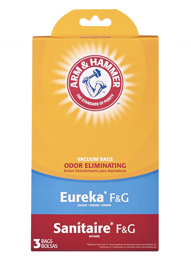 Arm & Hammer Arm  Hammer Vacuum Bags Replacement for EurekaSanitaire Style FG Allergen and Odor Eliminating 3 Pack