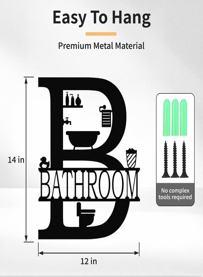 FANTAART Black Metal Bathroom Wall Art Decor, 12x14Inch Funny Bath Wall Art Farmhouse Bathroom Sign Hanging for Modern Home Decorations for Housewarming Gift - Image 2