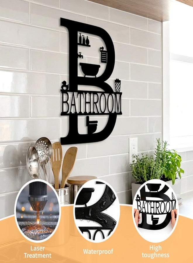 FANTAART Black Metal Bathroom Wall Art Decor, 12x14Inch Funny Bath Wall Art Farmhouse Bathroom Sign Hanging for Modern Home Decorations for Housewarming Gift - Image 4