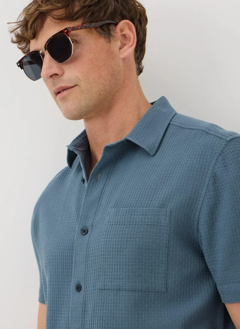 Matalan Blue Waffle Shirt