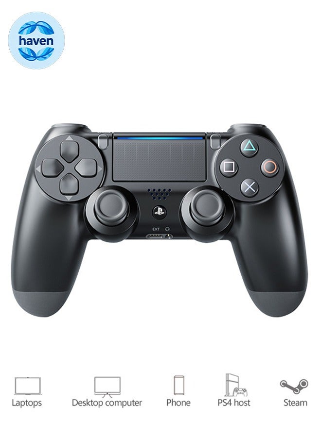 هافن جهاز تحكم لاسلكي للبلاي ستيشن 4، PS4 جهاز تحكم بلوتوث اهتزاز مع الضوء -الأسود - Image 1