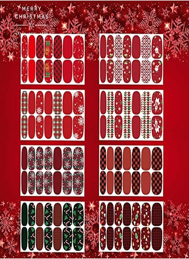 TailaiMei - 14 Sheets Christmas Nail Wraps Stickers Nail Polish Strips Self-Adhesive Full Wraps With 2 Pcs Nail Files For Diy Nail Art Decals (Gift Style) - Image 1