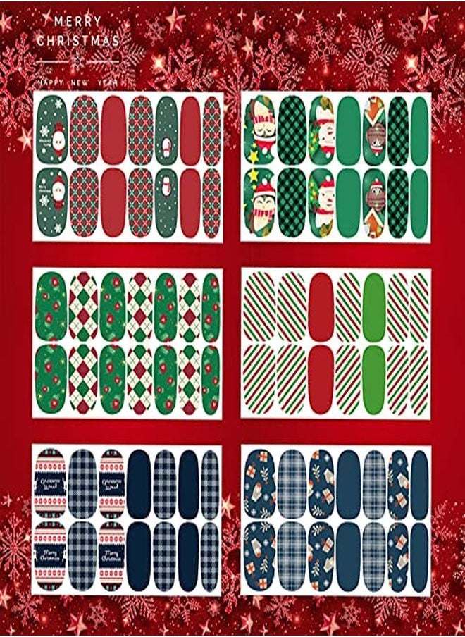 TailaiMei - 14 Sheets Christmas Nail Wraps Stickers Nail Polish Strips Self-Adhesive Full Wraps With 2 Pcs Nail Files For Diy Nail Art Decals (Gift Style) - Image 1