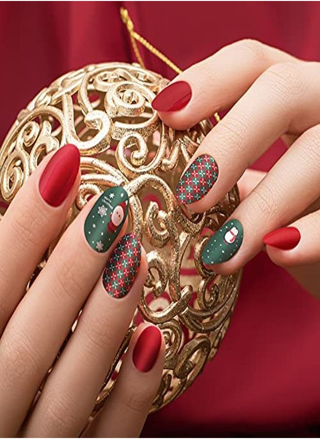 TailaiMei - 14 Sheets Christmas Nail Wraps Stickers Nail Polish Strips Self-Adhesive Full Wraps With 2 Pcs Nail Files For Diy Nail Art Decals (Gift Style) - Image 1