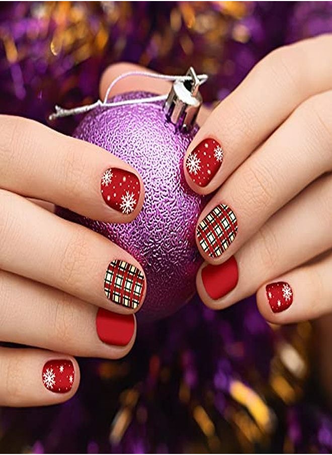 TailaiMei - 14 Sheets Christmas Nail Wraps Stickers Nail Polish Strips Self-Adhesive Full Wraps With 2 Pcs Nail Files For Diy Nail Art Decals (Gift Style) - Image 1