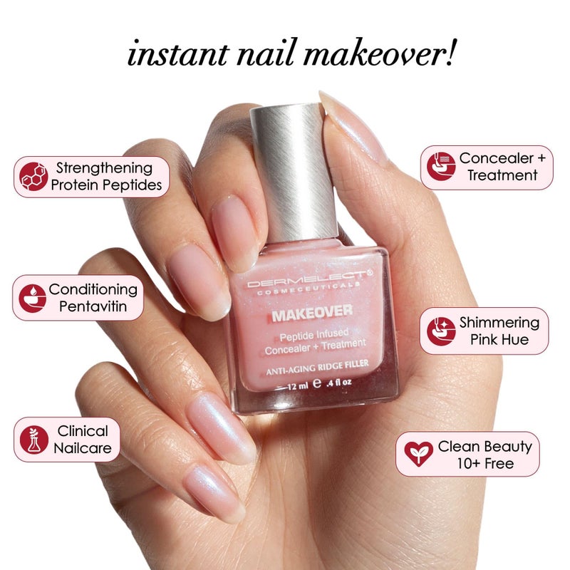 Dermelect Makeover Ridge Filler - Award-Winning Nail Treatment, Strengthens, Moisturizes, Conceals Imperfections, Keratin & Peptide Enriched, For Healthy, Smooth Nails 0.4 oz - Image 3