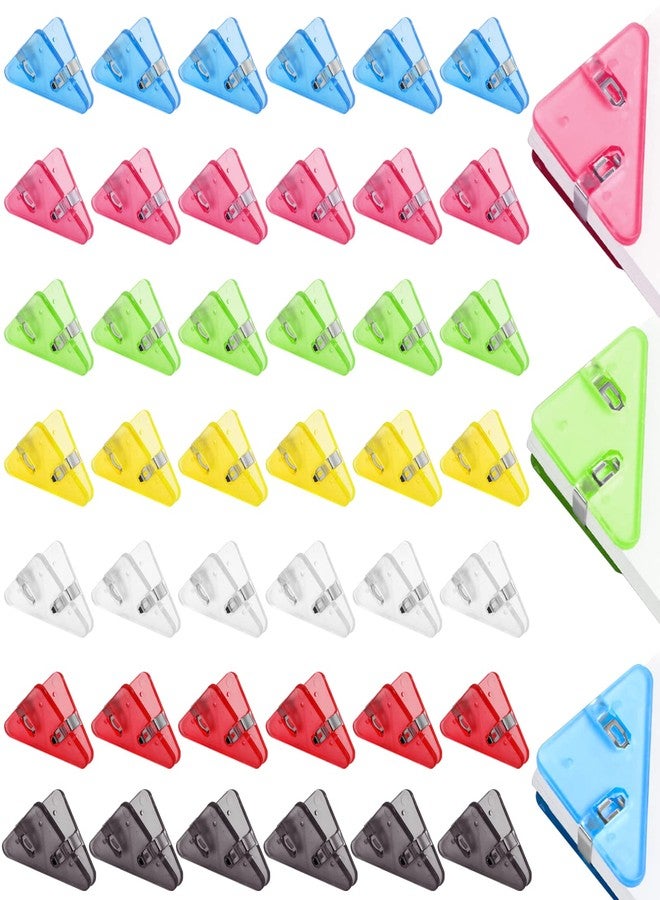 KIBBEH 42PCS Triangular Transparent File Corner Clip Translucent Colored Paper Clips Cute Plastic Bunder Clip for Office Staff Student Teacher Prevent Book Corner Curling - Image 1