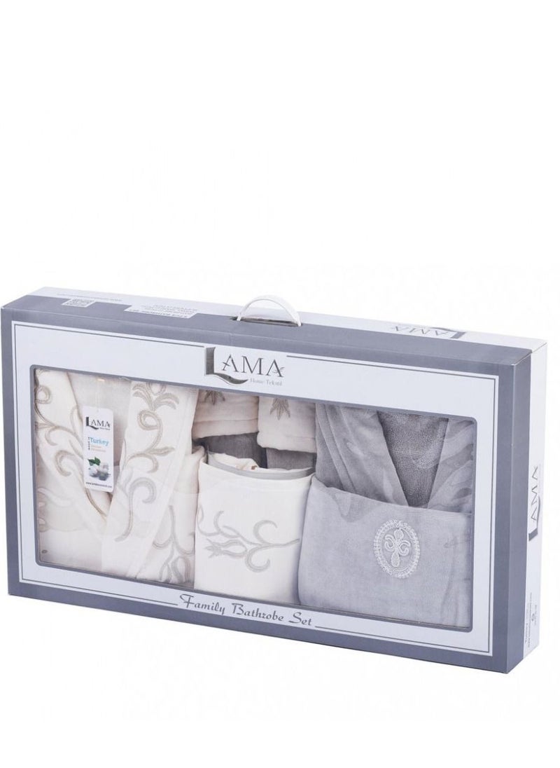 LAMA Home Tekstil Set Bath Robe Grey  Double  - Image 3
