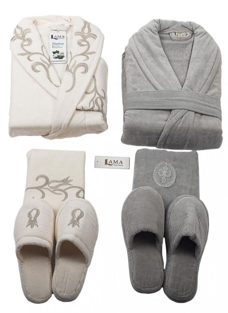LAMA Home Tekstil Set Bath Robe Grey  Double  - Image 2