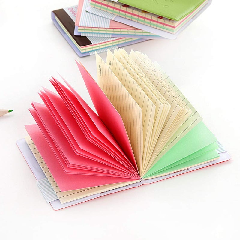 Meetppy Pack of 4pcs Pocket notebook Small Pocket Super Mini Smiley Diary Notebooks Memo Note Book 4x3 Inch PU Leather Case Color Random - Image 4